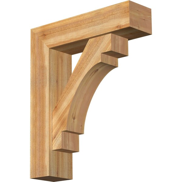 Ekena Millwork Merced Block Rough Sawn Bracket w/ Offset Brace, Western Red Cedar, 8"W x 30"D x 36"H BKT0806X30X36MRC05RWR - main